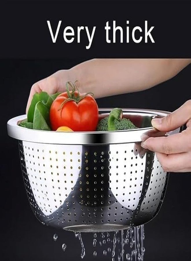 PIPULSE Stainless Steel Round Drain Basket for Sink | Vegetable and Fruit Washing Colander | Kitchen Rinse and Strain Basin | Multi-Purpose Cleaning and Draining Bowl - Image 5