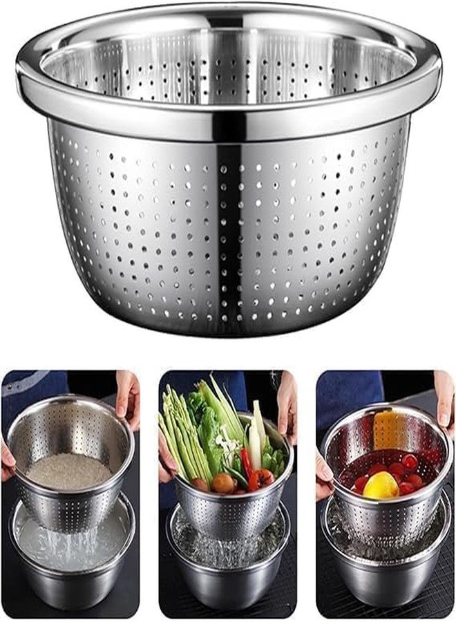PIPULSE Stainless Steel Round Drain Basket for Sink | Vegetable and Fruit Washing Colander | Kitchen Rinse and Strain Basin | Multi-Purpose Cleaning and Draining Bowl - Image 3