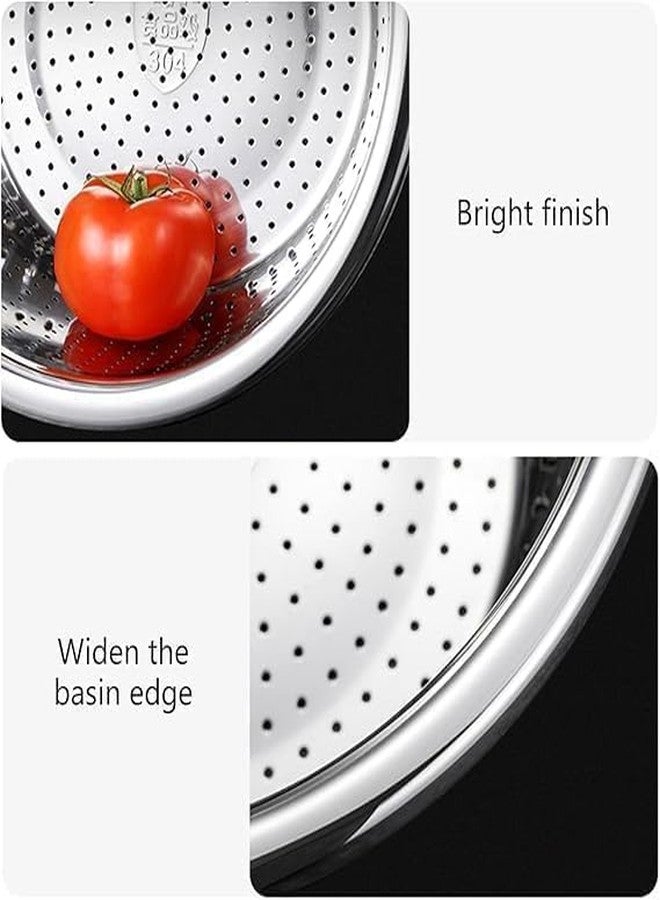 PIPULSE Stainless Steel Round Drain Basket for Sink | Vegetable and Fruit Washing Colander | Kitchen Rinse and Strain Basin | Multi-Purpose Cleaning and Draining Bowl - Image 4