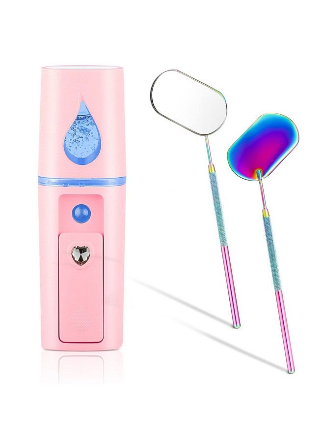 Honoson Nano Mist Sprayer Eyelash Extensions Mini Facial Steamer 20Ml Portable Face Mister Usb Handheld Facial Humidifier And 270 Degree Rotation Lash Mirror For Makeup Skin Care (Cool Stylestainless Steel)  - Image 1