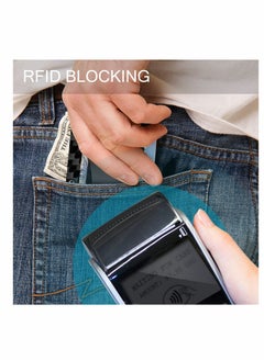 SYOSI محافظ من ألياف الكربون للرجال، محفظة بمشبك نقود RFID للرجال، محفظة معدنية من الألومنيوم البسيط، محفظة رجالية حامل بطاقات من ألياف الكربون (أسود)  - Image 4
