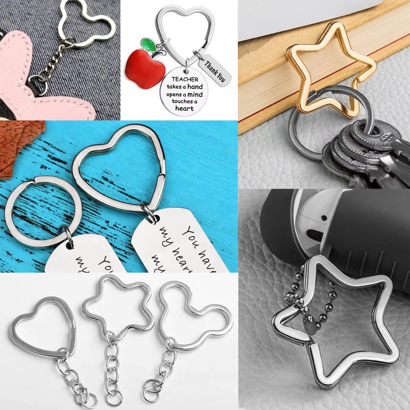 ZoloAJay 12pcs Creative Key Ring Keychain Heart Shape Silver Metal Flat Split Key Holder Chains Rings Crafts DIY for Home Car Tag Office Organization Lanyards Keys Attachment Gift - Image 5