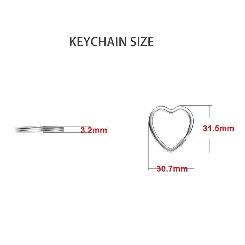 ZoloAJay 12pcs Creative Key Ring Keychain Heart Shape Silver Metal Flat Split Key Holder Chains Rings Crafts DIY for Home Car Tag Office Organization Lanyards Keys Attachment Gift - Image 2