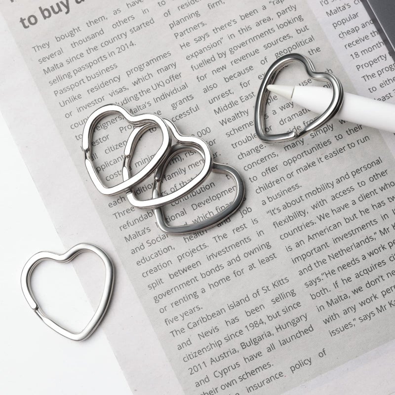 ZoloAJay 12pcs Creative Key Ring Keychain Heart Shape Silver Metal Flat Split Key Holder Chains Rings Crafts DIY for Home Car Tag Office Organization Lanyards Keys Attachment Gift - Image 3