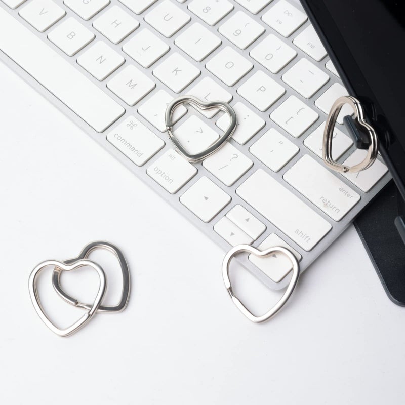 ZoloAJay 12pcs Creative Key Ring Keychain Heart Shape Silver Metal Flat Split Key Holder Chains Rings Crafts DIY for Home Car Tag Office Organization Lanyards Keys Attachment Gift - Image 4