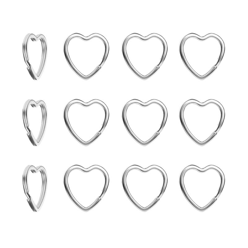 ZoloAJay 12pcs Creative Key Ring Keychain Heart Shape Silver Metal Flat Split Key Holder Chains Rings Crafts DIY for Home Car Tag Office Organization Lanyards Keys Attachment Gift - Image 1