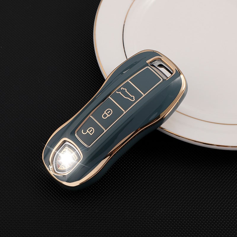 Generic For Porsche Key Case Cayenne macan Palamela 911/718 New taycan Car Key Set Buckle Bag Gray Porsche B11J 