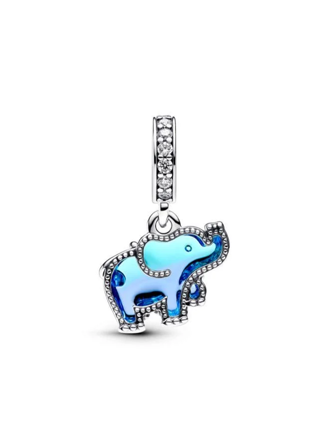PANDORA Blue Murano Glass Elephant Dangle Charm
