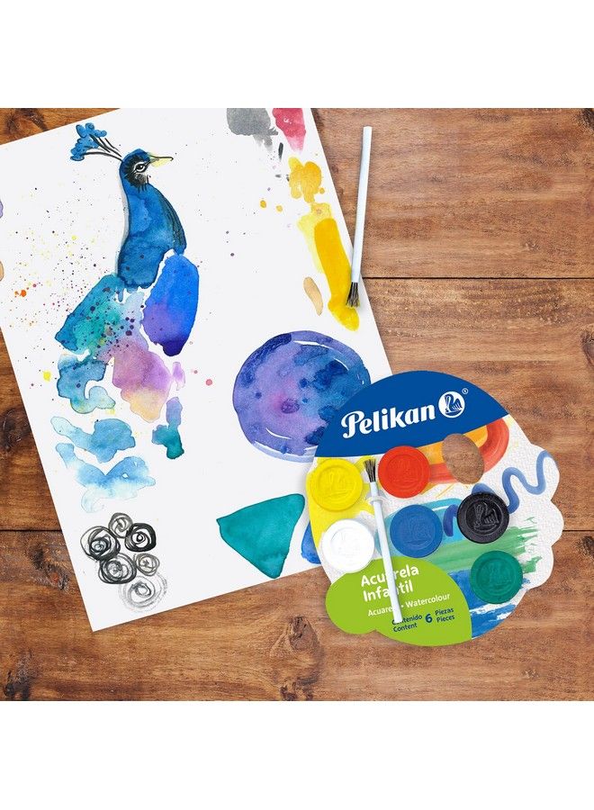 Pelikan Washable Watercolor Paint And Brush Set 6 Colors 1 Each (07501216) Assorted - Image 3