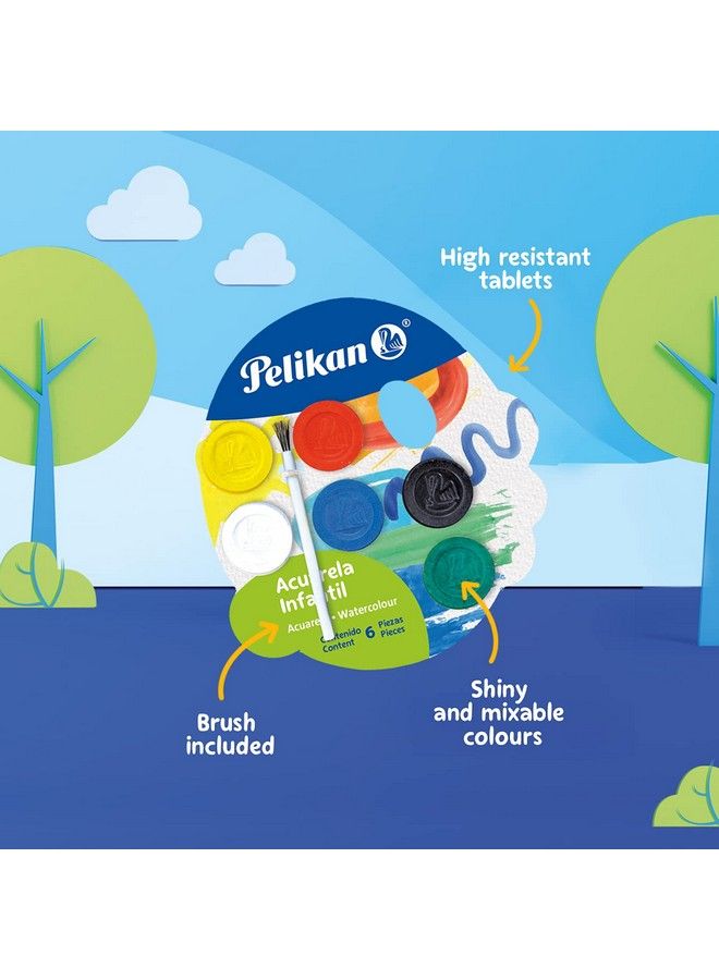 Pelikan Washable Watercolor Paint And Brush Set 6 Colors 1 Each (07501216) Assorted - Image 4