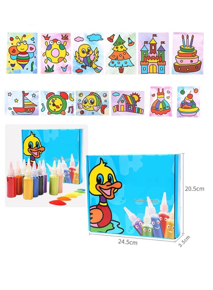 A set of colored sand consisting of 12 pieces, in addition to 12 drawing cards - Image 1