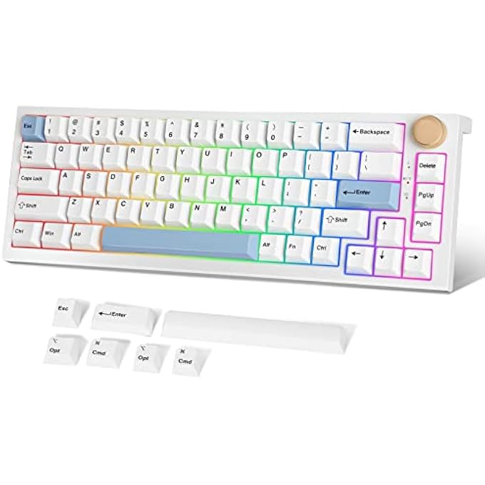 FANTECH MAXFIT67 3-MODE CUSTOM MECHANICAL GAMING KEYBOARD RGB BACKLIT, 65% (67-KEY) HOT SWAPPABLE BLUETOOTH/2.4G WIRELESS/TYPE-C WIRED SOUTH FACING KEYBOARD, KAILH WHITE SWITCH, OFF-WHITE - Image 1