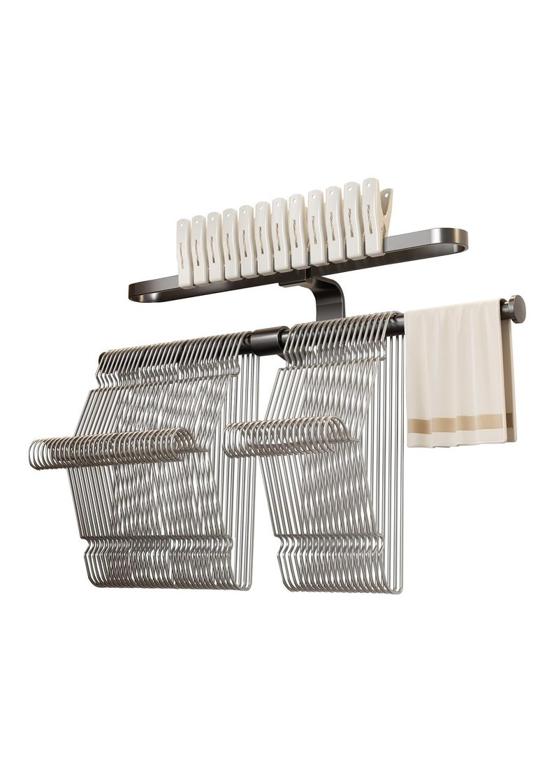 Excefore Hanger Organizer Stacker for Space Saving,Aluminum Clothes Hanger Storage Rack for Closet Laundry Room Washing Machine,No Punching/Perforation  - Image 1