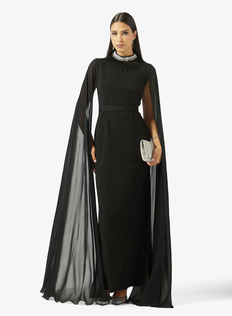 Akadia Fashion  Cape Sleeved Column Dress for Women | Best Price UAE