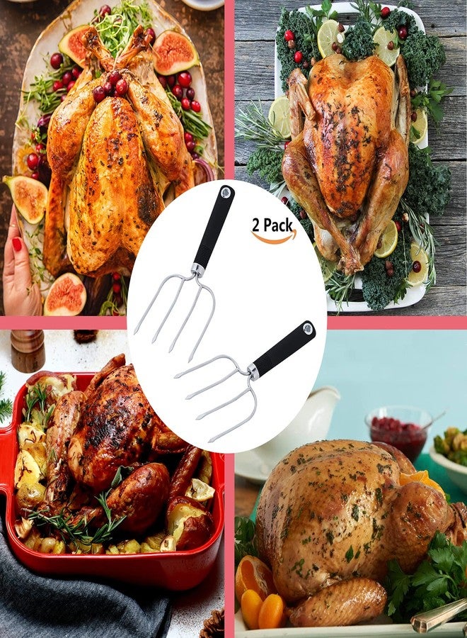 KAYCROWN Turkey Lifter Forks Set of 2 Stainless Steel Turkey Lifters with Non-Slip Handle Turkey and Poultry Lifters Turkey Claws Carving Fork - Image 2