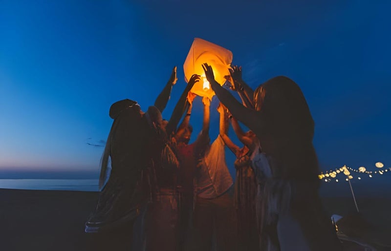 Selibration Multicolour Sky Lanterns Wishing Hot Air Balloon | Flying Night Sky Light Candle for Birthday, Festivals and Pre Wedding Photoshoot (Pack of 25pc) - Image 3