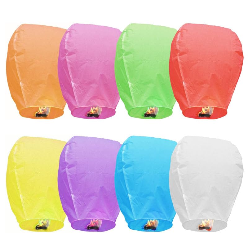 Selibration Multicolour Sky Lanterns Wishing Hot Air Balloon | Flying Night Sky Light Candle for Birthday, Festivals and Pre Wedding Photoshoot (Pack of 25pc) - Image 5
