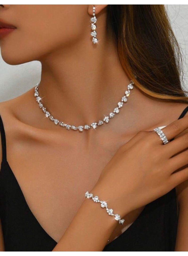 JewelryPalace Amazing Trendy Women's Zirconia Necklace And Earrings And Bracelet And Ring Jewellery Set  - Image 1