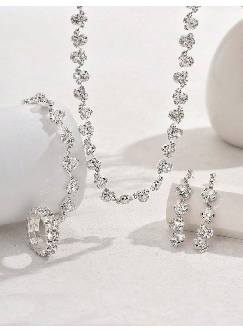 JewelryPalace Amazing Trendy Women's Zirconia Necklace And Earrings And Bracelet And Ring Jewellery Set  - Image 3