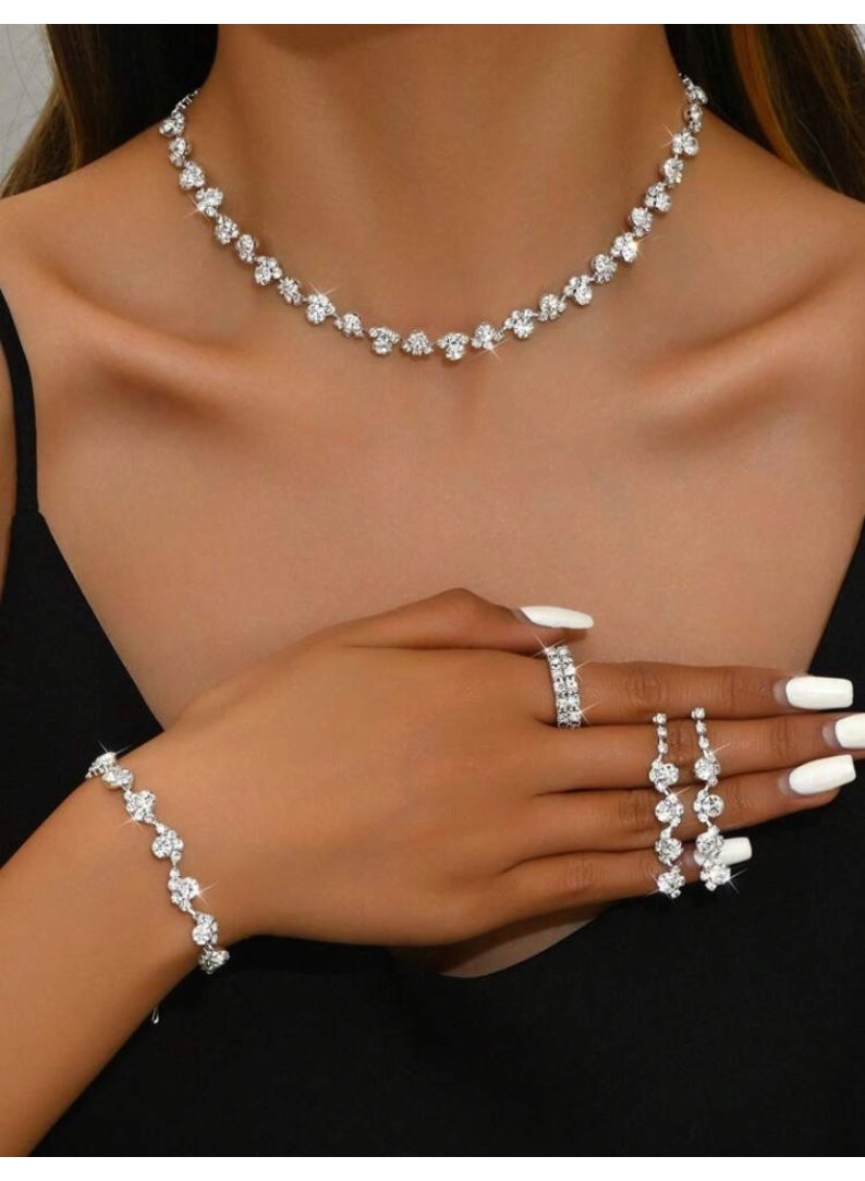 JewelryPalace Amazing Trendy Women's Zirconia Necklace And Earrings And Bracelet And Ring Jewellery Set  - Image 2