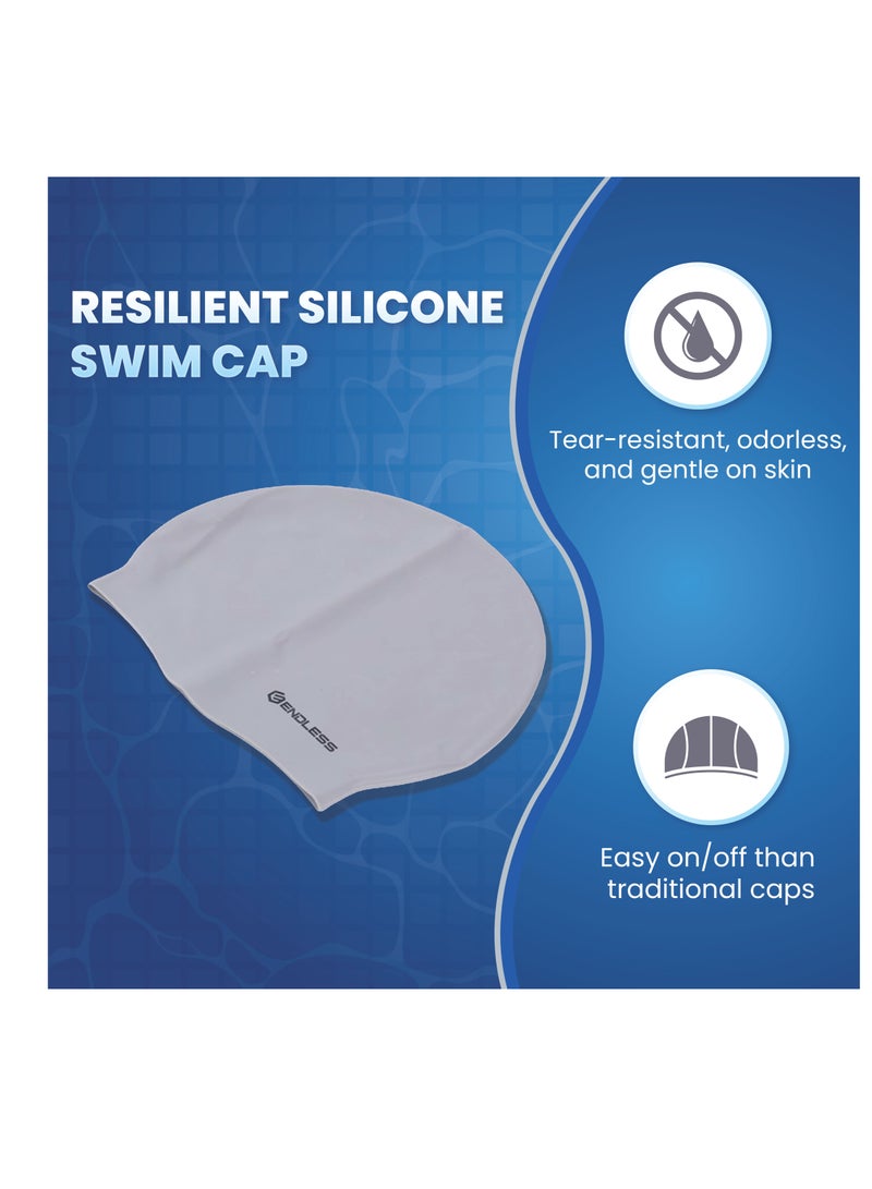 ENDLESS  EL1019 Classic Comfortable Plain Silicon Swimming Cap | Material : Silicon | Elastic Waterproof Swimming Cap for Long and Short Hair with Thicker Edge | For Adults, Women and Men - Image 2