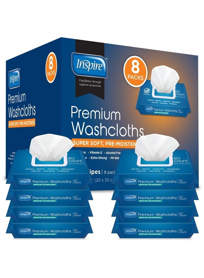 Inspire Disposable Washcloths - Body Cleansing Wipes for Adults | Extra Large Adult Wipes | Bathroom Wipes Adults - 50 Count (Pack of 8) - Image 1