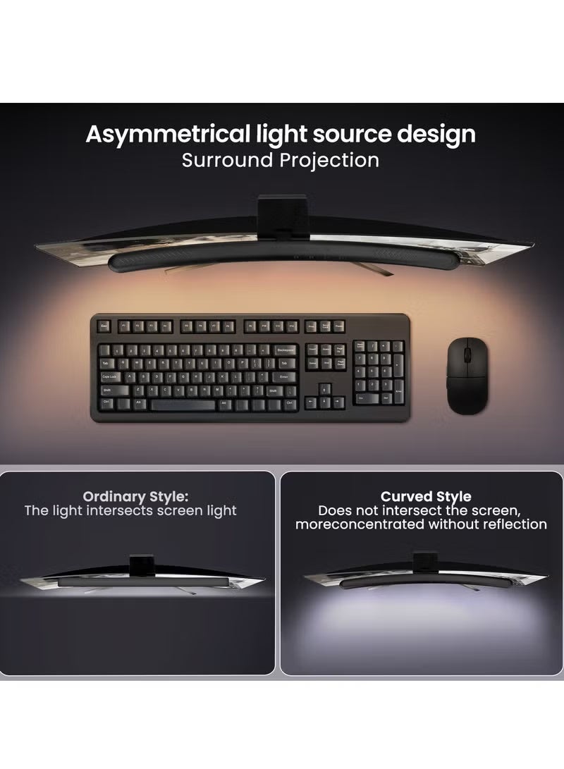 Flicker-Free Arc Monitor Light Bar with 3 Color Temperatures, Touch Control, Timer, USB Powered, Asymmetric Glare-Free Design, Space-Saving Mount for Office, Home Desk and Gaming Setup - Image 3