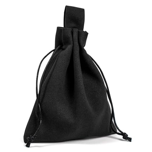 KOTORA Leather Belt Pouch Drawstring Coin Purse Portable Retro Travel Phone Dice Storage Bag Pirate Renaissance Viking Costume Accessory (Black) - Image 1