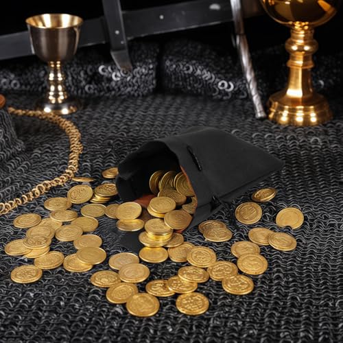 KOTORA Leather Belt Pouch Drawstring Coin Purse Portable Retro Travel Phone Dice Storage Bag Pirate Renaissance Viking Costume Accessory (Black) - Image 4
