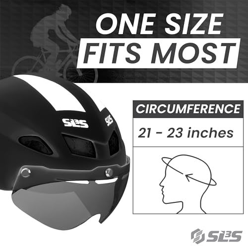 SLS3 Triathlon Bike Helmet - Aero Bike Helmet with Removable Shield Visor for Tri and Time Trial TT - Lightweight Men/Women - One Size 21-23 Inches, Black - Image 4