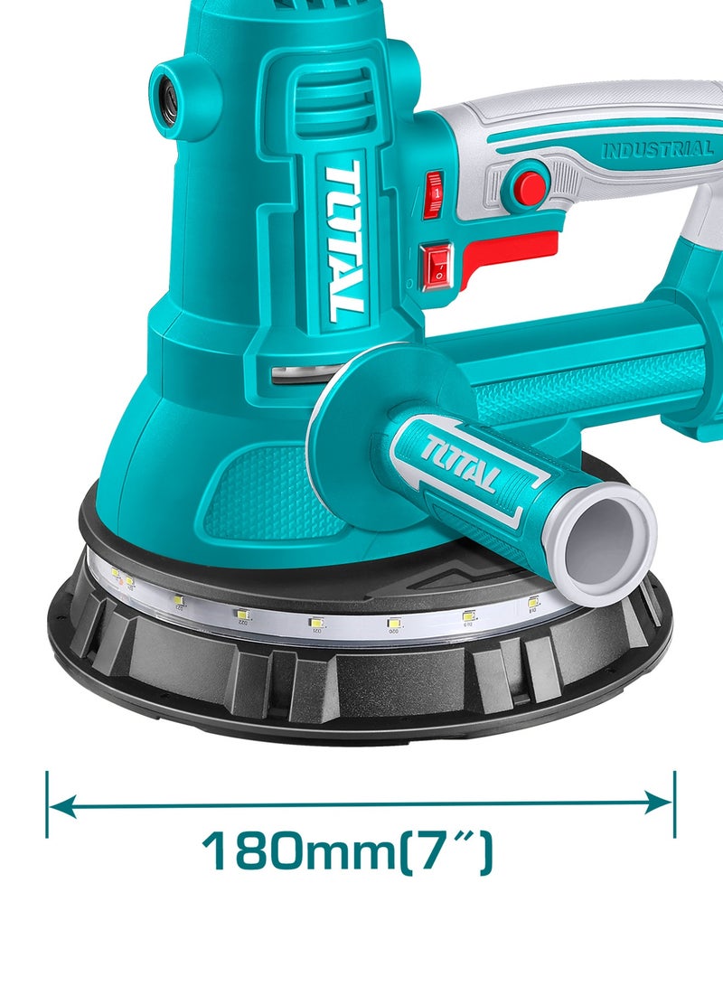 TOTAL 850W Electric Handheld Drywall Sander - 180mm Variable Speed Wall & Ceiling Sander (1000-2900RPM) with LED Work Light, Dust Bag & 8 Sanding Sheets - TDWS10508 - Image 4