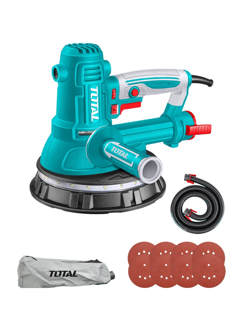 TOTAL 850W Electric Handheld Drywall Sander - 180mm Variable Speed Wall & Ceiling Sander (1000-2900RPM) with LED Work Light, Dust Bag & 8 Sanding Sheets - TDWS10508 - Image 1