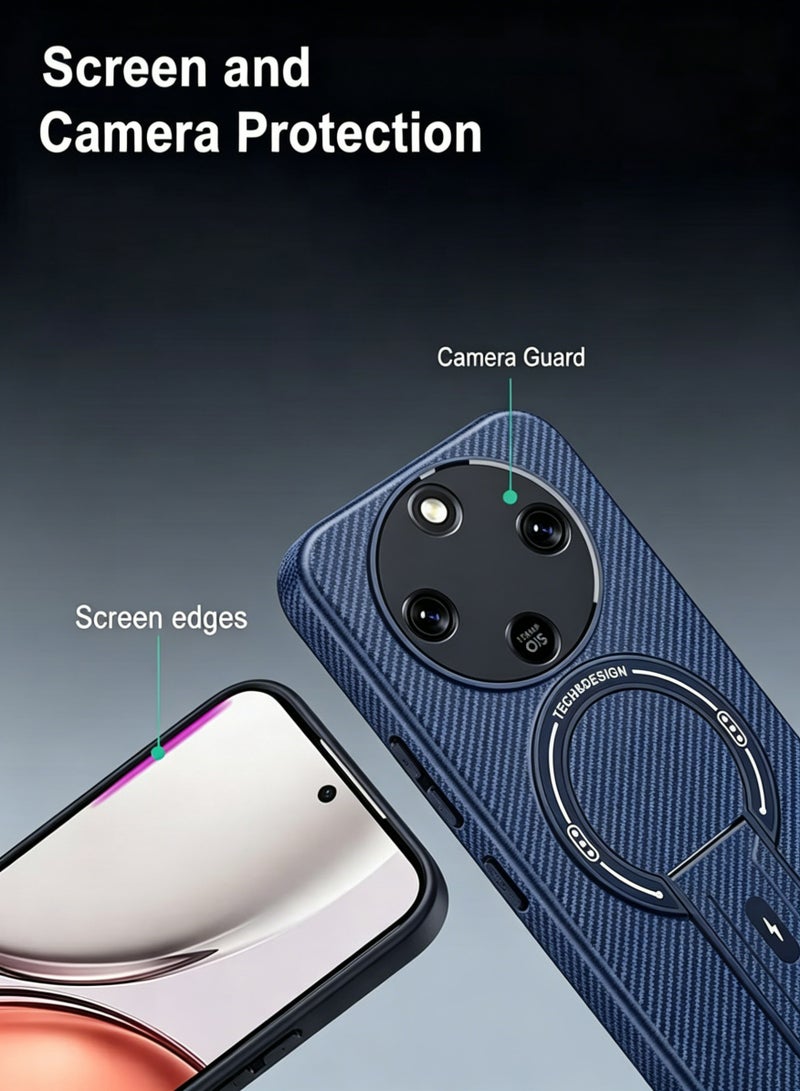 HaDoii Honor X9D Phone Case with Magnetic Hidden Kickstand, Skin-Friendly Soft TPU, Fingerprint Resistant, Supports Wireless Charging, Blue - Image 5