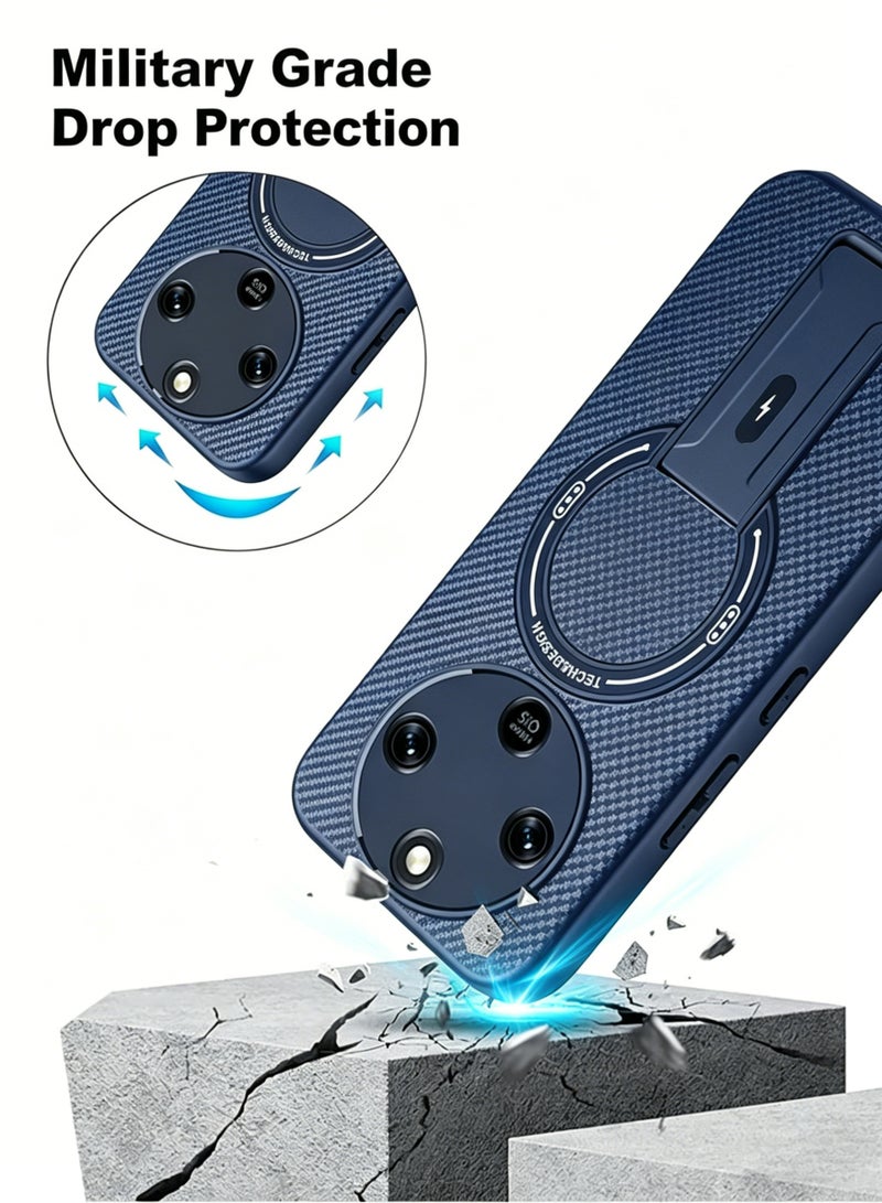 HaDoii Honor X9D Phone Case with Magnetic Hidden Kickstand, Skin-Friendly Soft TPU, Fingerprint Resistant, Supports Wireless Charging, Blue - Image 4