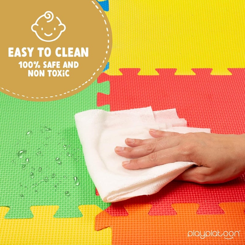 Play Platoon Non-Toxic Extra-Thick 36 Piece Children Play & Exercise Mat - Comfortable Cushiony Foam Floor Puzzle Mat, 6 Vibrant Colors for Kids & Toddlers - Image 5