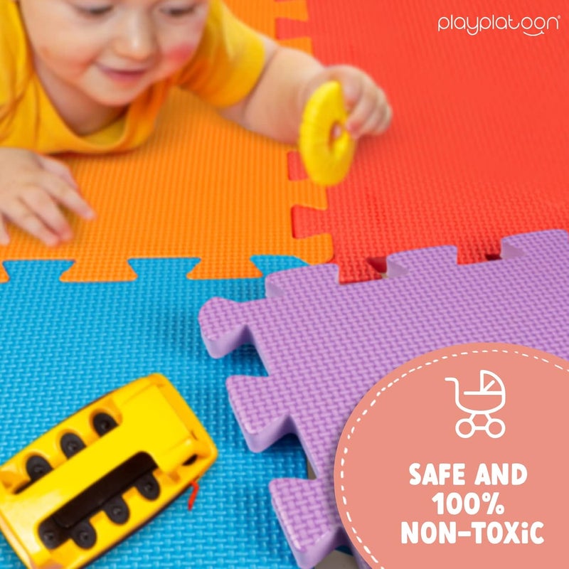 Play Platoon Non-Toxic Extra-Thick 36 Piece Children Play & Exercise Mat - Comfortable Cushiony Foam Floor Puzzle Mat, 6 Vibrant Colors for Kids & Toddlers - Image 4