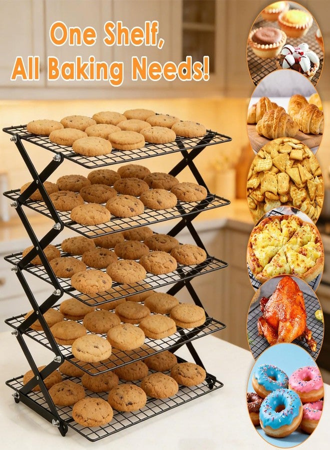 OTYMIOW Collapsible Cooling Rack with Adjustable 3 Setting Design Adjustable ＆ Stackable Baking Rack, X-Shaped Structure Cooling Rack for Cooking and Baking, Picnic Party (4 Tier) - Image 5