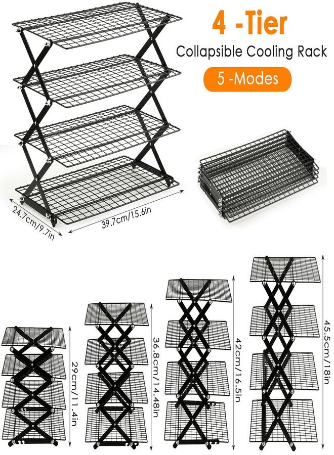OTYMIOW Collapsible Cooling Rack with Adjustable 3 Setting Design Adjustable ＆ Stackable Baking Rack, X-Shaped Structure Cooling Rack for Cooking and Baking, Picnic Party (4 Tier) - Image 3