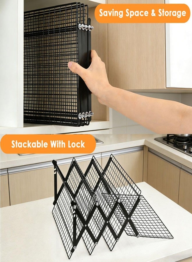 OTYMIOW Collapsible Cooling Rack with Adjustable 3 Setting Design Adjustable ＆ Stackable Baking Rack, X-Shaped Structure Cooling Rack for Cooking and Baking, Picnic Party (4 Tier) - Image 4