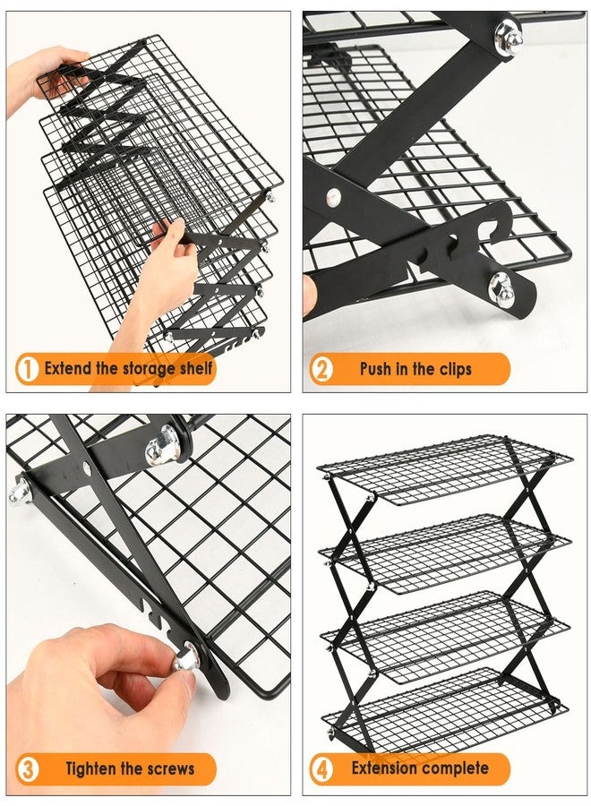 OTYMIOW Collapsible Cooling Rack with Adjustable 3 Setting Design Adjustable ＆ Stackable Baking Rack, X-Shaped Structure Cooling Rack for Cooking and Baking, Picnic Party (4 Tier) - Image 2