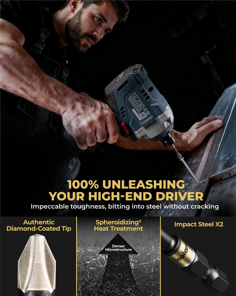 toolant 2 Inch Phillips Bit#2, Magnetic Anti Slip Impact Screwdriver Bits Set, 10pcs Impact Steel X2 PH2 Driver Dit Set with CNC Machined Tips for Impact Driver - Image 4