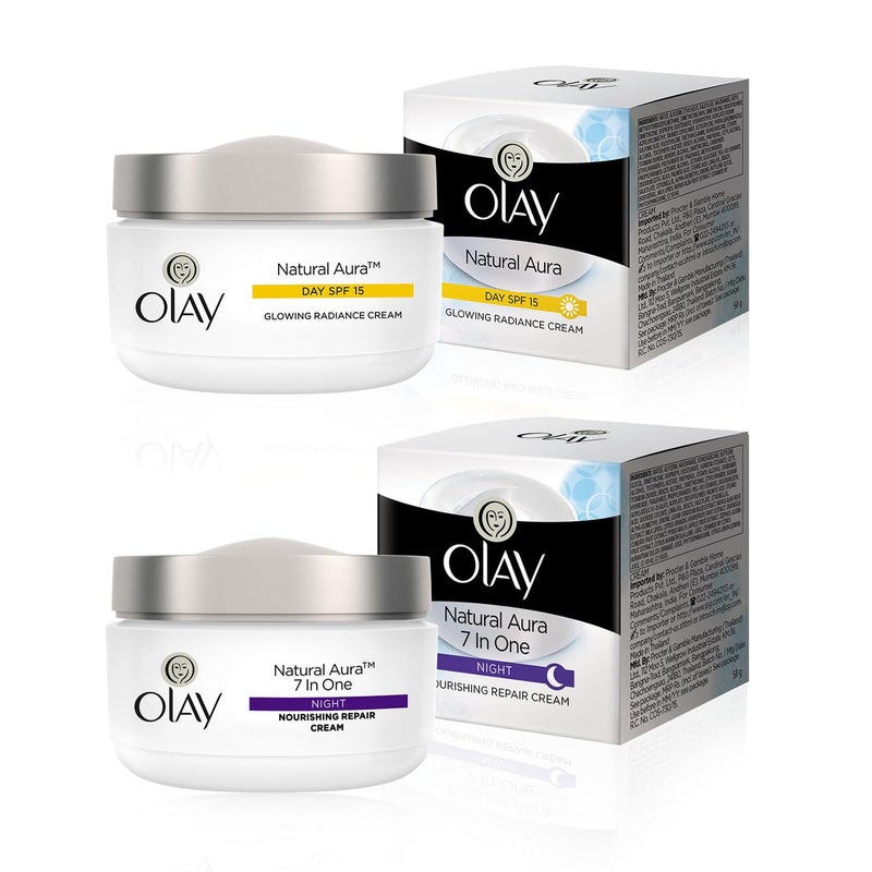 Olay كريم الليل أولاي للتفتيح الطبيعي 50 جرام وكريم النهار أولاي للتفتيح الطبيعي مع واقي شمس SPF 24 50 جرام - Image 1