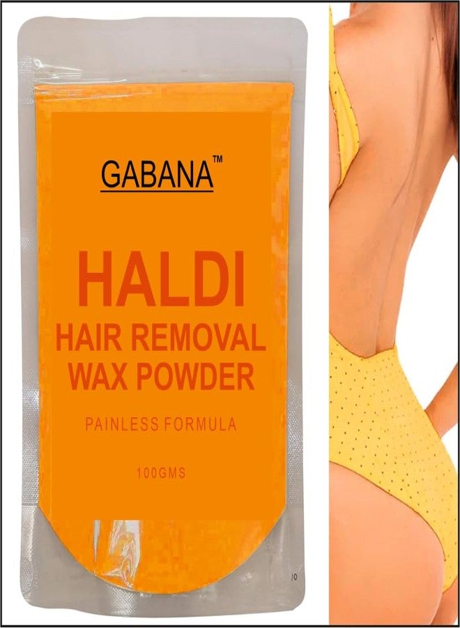 GABANA بودرة غابانا العشبية لإزالة الشعر للرجال والنساء (عبوة من 3 قطع، كل قطعة 100 غرام، بالكركم) | بودرة شمع طبيعية لبشرة ناعمة، بودرة لطيفة لتنظيف شعر الساقين والذراعين والمناطق الحساسة، بودرة شمع للجسم - Image 3
