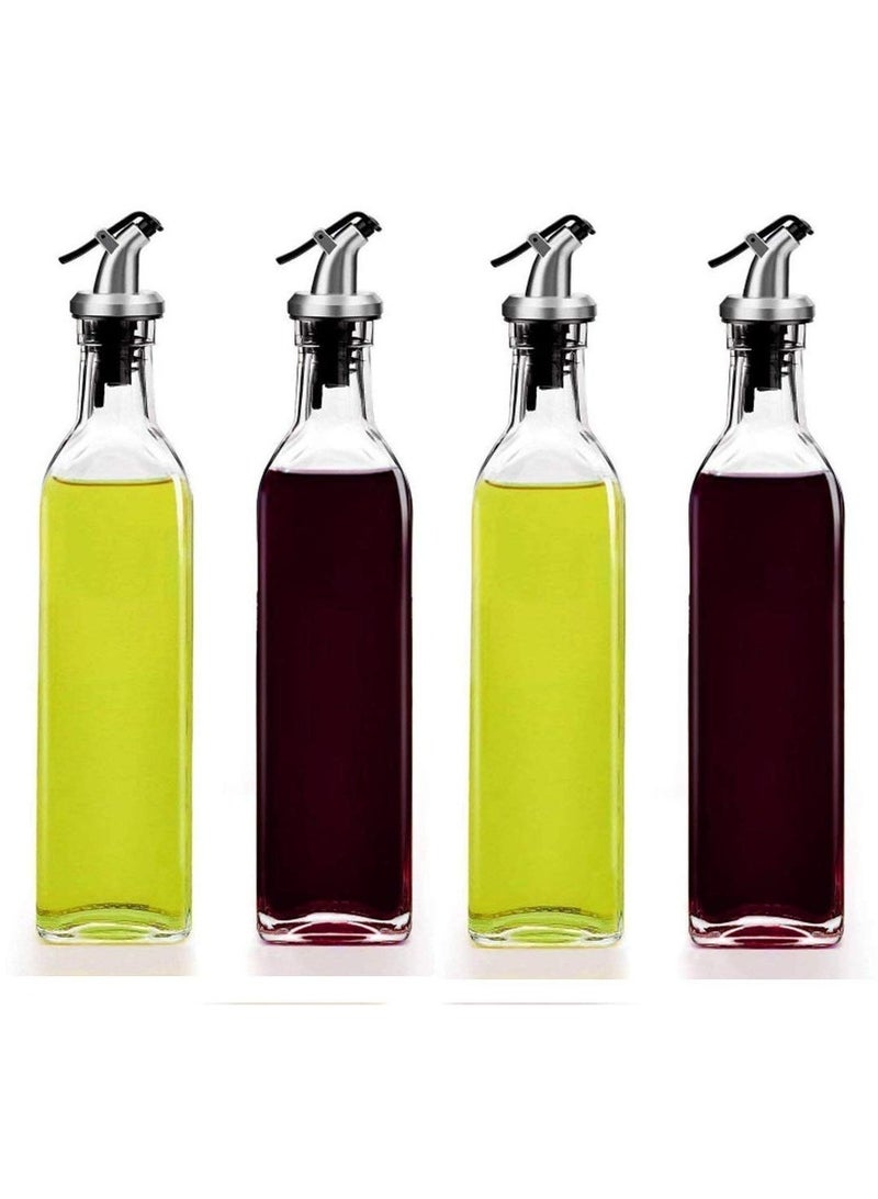Glass Oil-Vinegar Dispenser Bottle,Olive Oil Bottles,BPA Free Stainless Steel Leak-Proof Cork,Transparent Oil Pourer and Holder(500 ml, Pack of 2) - Image 5