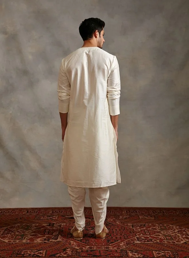 Abhishti Overlapped Banarasi kurta Set - Ivory