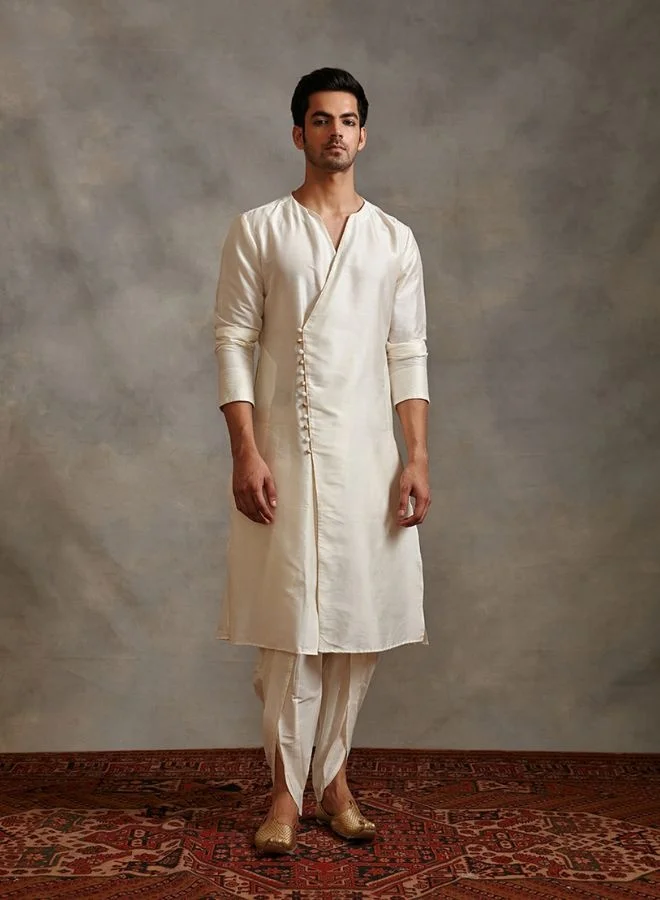 Abhishti Overlapped Banarasi kurta Set - Ivory