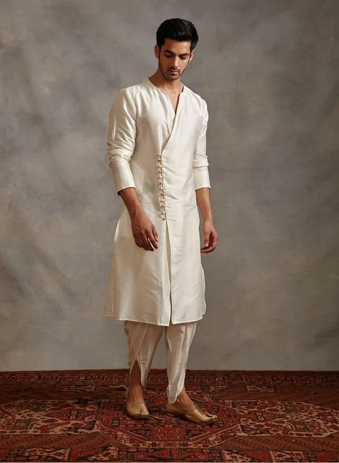 Abhishti Overlapped Banarasi kurta Set - Ivory