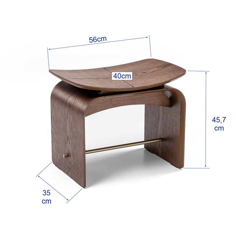 Homez argos bench, walnut 56*45*40 cm - Image 2