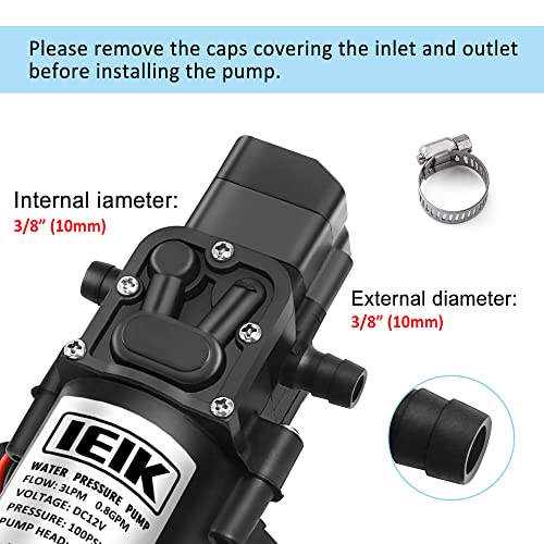 IEIK 12 Volt Diaphragm Pump 4LPM 1.05 GPM 108PSI Self Priming Sprayer Pump 12V DC Fresh Water Pressure Sprayer Pump Adjustable for RV Camper Marine Boat Lawn (45W) - Image 2