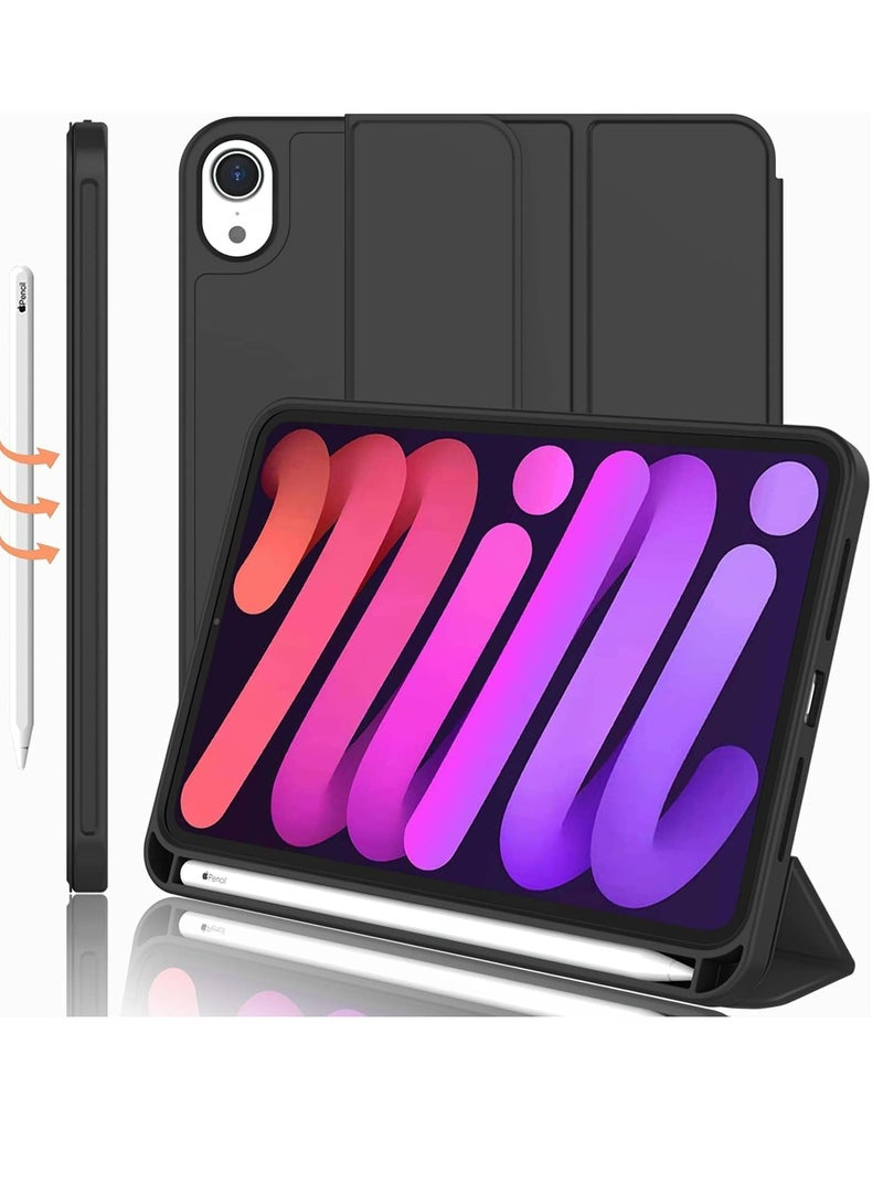 DUSALA iPad Mini 7 Case 2024 – A17 Pro 8.3-Inch 7th Generation Case with Pencil Holder, Trifold Stand, and Soft TPU Back, Black - Image 5